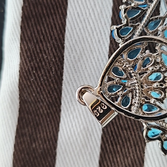 Jumbo Sterling Silver Blue Gems Pendant - Picture 3 of 3